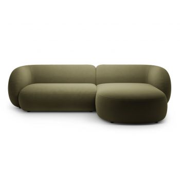 Coltar dreapta 3 locuri, Kate, Micadoni, 285x176x76 cm, catifea, verde