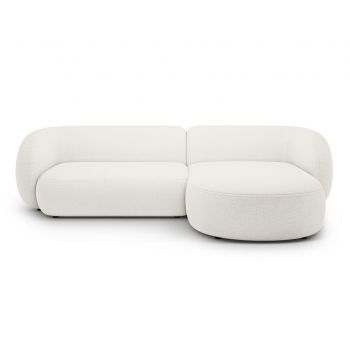 Coltar dreapta 3 locuri, Kate, Micadoni, 285x176x76 cm, tesatura boucle, alb