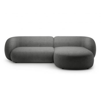 Coltar dreapta 3 locuri, Kate, Micadoni, 285x176x76 cm, tesatura boucle, gri inchis