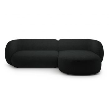 Coltar dreapta 3 locuri, Kate, Micadoni, 285x176x76 cm, tesatura boucle, negru