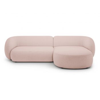 Coltar dreapta 3 locuri, Kate, Micadoni, 285x176x76 cm, tesatura boucle, roz pudra