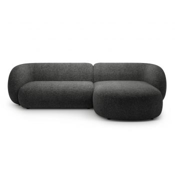 Coltar dreapta 3 locuri, Kate, Micadoni, 285x176x76 cm, tesatura structurata, gri inchis melanj