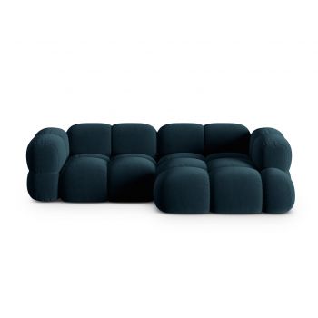 Coltar dreapta 3 locuri, Loretto, Cosmopolitan Design, 250x147x68 cm, catifea, albastru petrol inchis