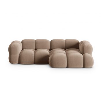Coltar dreapta 3 locuri, Loretto, Cosmopolitan Design, 250x147x68 cm, catifea, bej inchis
