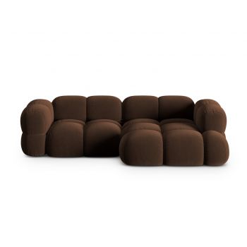 Coltar dreapta 3 locuri, Loretto, Cosmopolitan Design, 250x147x68 cm, catifea, ciocolata