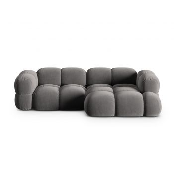 Coltar dreapta 3 locuri, Loretto, Cosmopolitan Design, 250x147x68 cm, catifea, gri