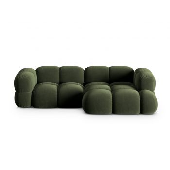 Coltar dreapta 3 locuri, Loretto, Cosmopolitan Design, 250x147x68 cm, catifea, verde