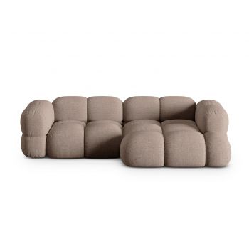 Coltar dreapta 3 locuri, Loretto, Cosmopolitan Design, 250x147x68 cm, tesatura structurata, cappuccino