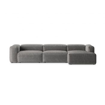 Coltar dreapta 4 locuri, Bergamo, Cosmopolitan Design, 344x152x70 cm, catifea chenille raiata, gri deschis