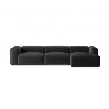 Coltar dreapta 4 locuri, Bergamo, Cosmopolitan Design, 344x152x70 cm, catifea chenille raiata, gri