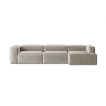 Coltar dreapta 4 locuri, Bergamo, Cosmopolitan Design, 344x152x70 cm, catifea chenille raiata, ivoriu