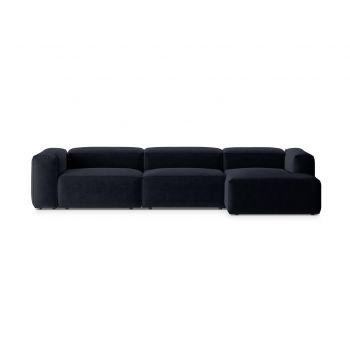 Coltar dreapta 4 locuri, Bergamo, Cosmopolitan Design, 344x152x70 cm, tesatura structurata, albastru navy