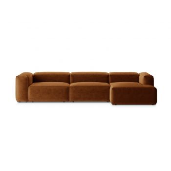 Coltar dreapta 4 locuri, Bergamo, Cosmopolitan Design, 344x152x70 cm, tesatura structurata, gri maro