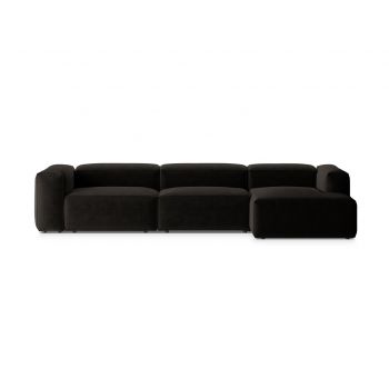 Coltar dreapta 4 locuri, Bergamo, Cosmopolitan Design, 344x152x70 cm, tesatura structurata, negru