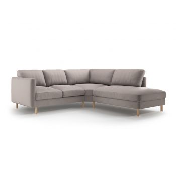 Coltar dreapta 4 locuri, Eden, Micadoni, 267x234x90 cm, catifea, gri beton