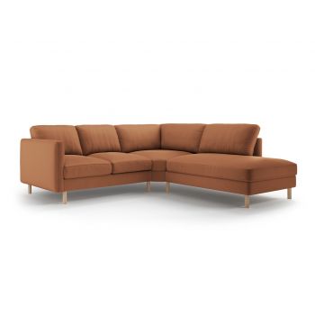 Coltar dreapta 4 locuri, Eden, Micadoni, 267x234x90 cm, catifea, miere