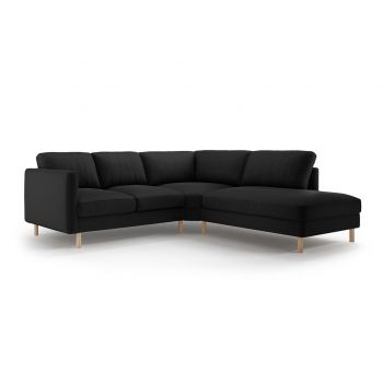 Coltar dreapta 4 locuri, Eden, Micadoni, 267x234x90 cm, catifea, negru