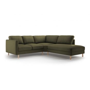 Coltar dreapta 4 locuri, Eden, Micadoni, 267x234x90 cm, catifea, verde muschi melanj