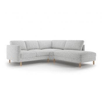 Coltar dreapta 4 locuri, Eden, Micadoni, 267x234x90 cm, tesatura structurata, gri deschis melanj