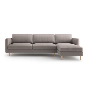 Coltar dreapta 4 locuri, Eden, Micadoni, 286x150x90 cm, catifea, gri beton
