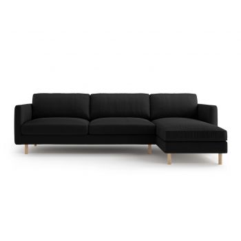 Coltar dreapta 4 locuri, Eden, Micadoni, 286x150x90 cm, catifea, negru