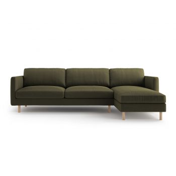 Coltar dreapta 4 locuri, Eden, Micadoni, 286x150x90 cm, catifea, verde muschi melanj