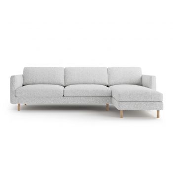 Coltar dreapta 4 locuri, Eden, Micadoni, 286x150x90 cm, tesatura structurata, gri deschis melanj