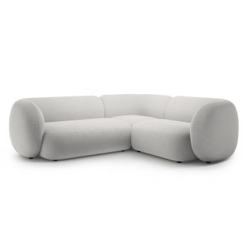 Coltar dreapta 4 locuri, Kate, Micadoni, 252x220x76 cm, catifea, gri deschis
