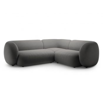 Coltar dreapta 4 locuri, Kate, Micadoni, 252x220x76 cm, catifea, gri inchis