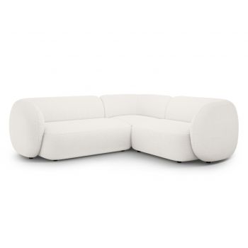 Coltar dreapta 4 locuri, Kate, Micadoni, 252x220x76 cm, tesatura boucle, alb