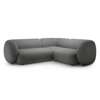 Coltar dreapta 4 locuri, Kate, Micadoni, 252x220x76 cm, tesatura boucle, gri inchis