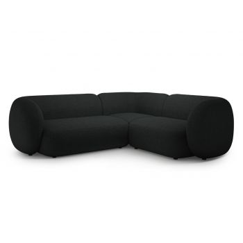 Coltar dreapta 4 locuri, Kate, Micadoni, 252x220x76 cm, tesatura boucle, negru