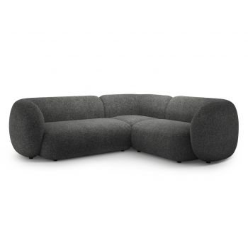 Coltar dreapta 4 locuri, Kate, Micadoni, 252x220x76 cm, tesatura structurata, gri inchis melanj