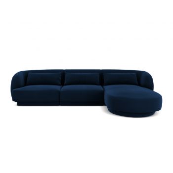 Coltar dreapta 4 locuri, Tulum, Cosmopolitan Design, 255x156x70 cm, catifea, albastru regal