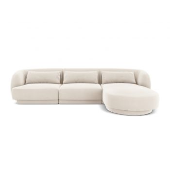 Coltar dreapta 4 locuri, Tulum, Cosmopolitan Design, 255x156x70 cm, catifea, bej deschis