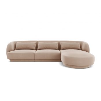 Coltar dreapta 4 locuri, Tulum, Cosmopolitan Design, 255x156x70 cm, catifea, bej