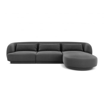 Coltar dreapta 4 locuri, Tulum, Cosmopolitan Design, 255x156x70 cm, catifea, gri