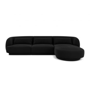 Coltar dreapta 4 locuri, Tulum, Cosmopolitan Design, 255x156x70 cm, catifea, negru