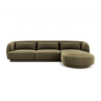 Coltar dreapta 4 locuri, Tulum, Cosmopolitan Design, 255x156x70 cm, catifea, verde