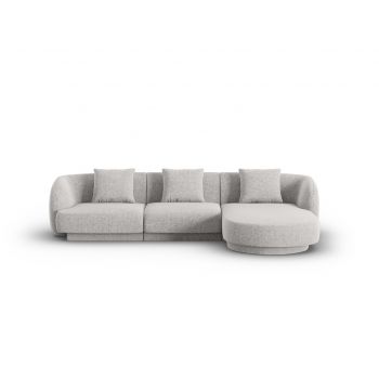 Coltar dreapta 4 locuri, Tulum, Cosmopolitan Design, 255x156x70 cm, tesatura chenille, gri deschis