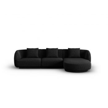 Coltar dreapta 4 locuri, Tulum, Cosmopolitan Design, 255x156x70 cm, tesatura chenille, negru
