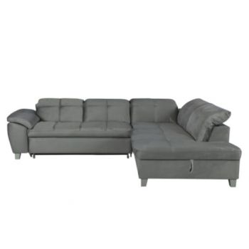 Coltar Extensibil Cu Otoman Mic Dreapta Sevilia Lux, Lada Depozitare, 5 Locuri, Tetiere Reglabile, Gri, 280 Cm