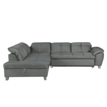 Coltar Extensibil Cu Otoman Mic Stanga Sevilia Lux, Lada Depozitare, 5 Locuri, Tetiere Reglabile, Gri, 280 Cm