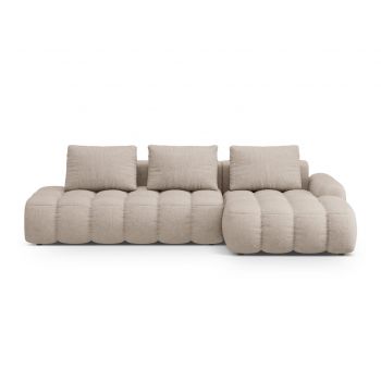 Coltar extensibil dreapta 3 locuri, Linz, Cosmopolitan Design, 275x142x84 cm, cotiera stanga, tesatura structurata, bej sand