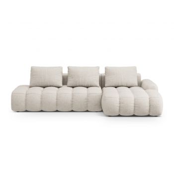 Coltar extensibil dreapta 3 locuri, Linz, Cosmopolitan Design, 275x142x84 cm, cotiera stanga, tesatura structurata, bej