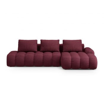 Coltar extensibil dreapta 3 locuri, Linz, Cosmopolitan Design, 275x142x84 cm, cotiera stanga, tesatura structurata, bordo