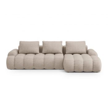 Coltar extensibil dreapta 3 locuri, Linz, Cosmopolitan Design, 275x142x84 cm, tesatura structurata, bej sand