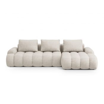 Coltar extensibil dreapta 3 locuri, Linz, Cosmopolitan Design, 275x142x84 cm, tesatura structurata, bej