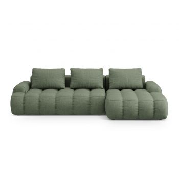 Coltar extensibil dreapta 3 locuri, Linz, Cosmopolitan Design, 275x142x84 cm, tesatura structurata, verde oliv inchis
