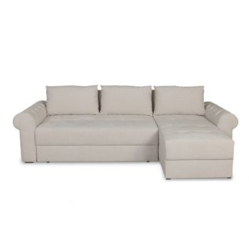 Coltar Extensibil Dreapta Trendy, 5 Locuri, Lada Depozitare, Wind 5, Crem, 275 Cm